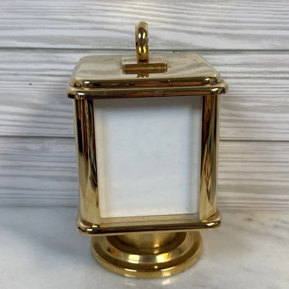 VINTAGE SEIKO QHG251G BRASS PHOTO THERMOMETER DESK TABLE CLOCK (DOESN'T WORK)
